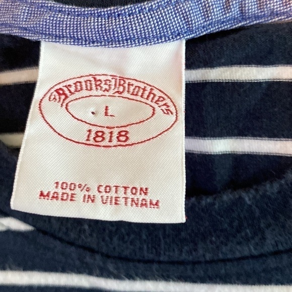 Brook’s brothers t short sleeve t shirt navy and white size large - Picture 3 of 7